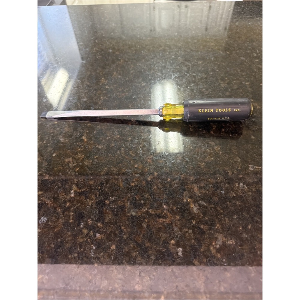 Vintage Klein Tools Screwdriver Large 13" Long 600-8 Flat 1/2 Head Made In USA